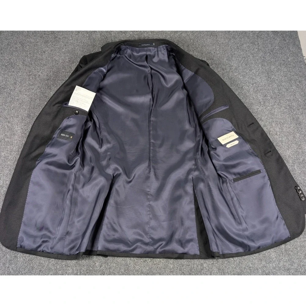 Suitsupply Napoli Suit Mens 40L EU 98 Dark Gray Wool Brescia Pants 2 Piece